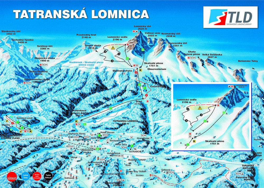 Карта спусков курорта Татранска Ломница , Словакия